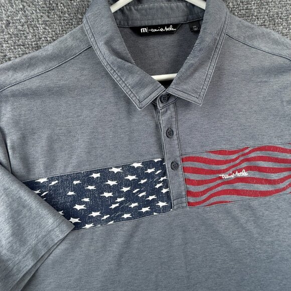 Travis Mathew USA Flag Polo Shirt Gray 2XL Peru Short Sleeve Collared Golf Men - Picture 3 of 14
